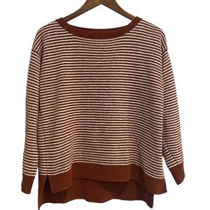 JONES NEW YORK Striped Knit Pullover Sweater Burnt Orange